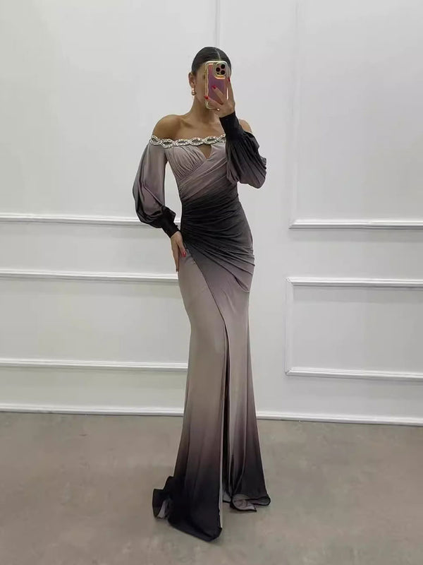 Off-Shoulder Ombre Elegance Gown