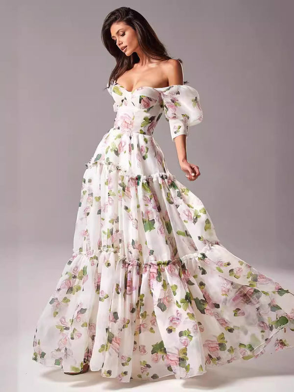 Fairy Bloom Puff Sleeve Maxi Dress