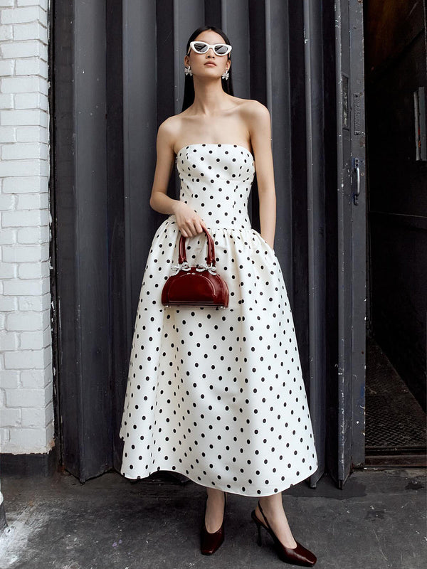 Strapless Polka Dot Dress